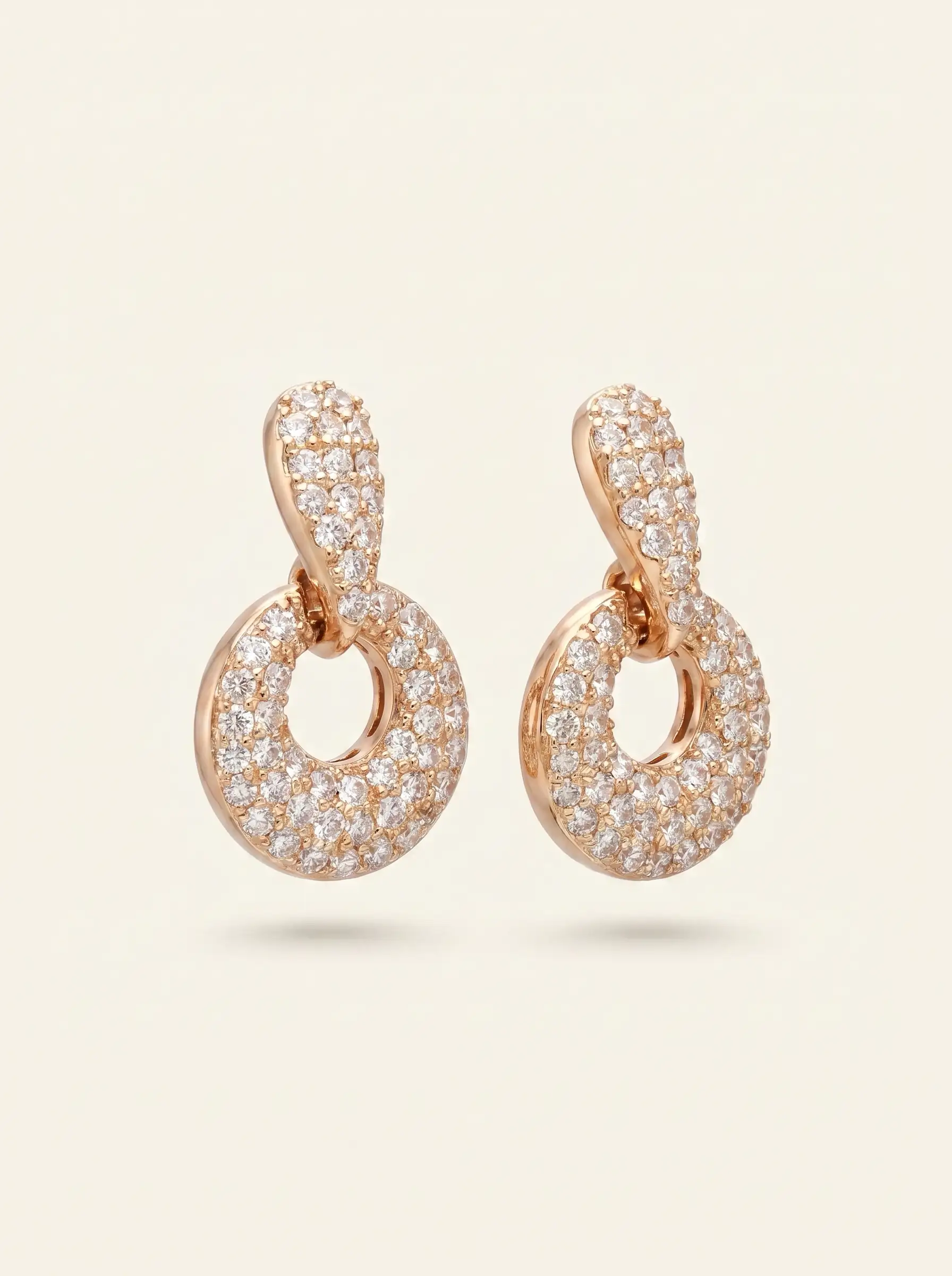Rose gold plated loop earrings with diamond finish crystals for women