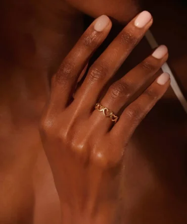 Gold plated adjustable heart themed ring with anti tarnish finish for women